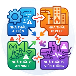 Mỗi hệ thống một nhà thầu → không đồng bộ