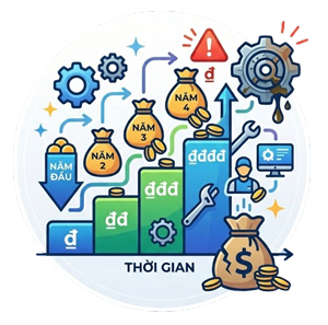 Chi phí bảo trì tăng theo thời gian