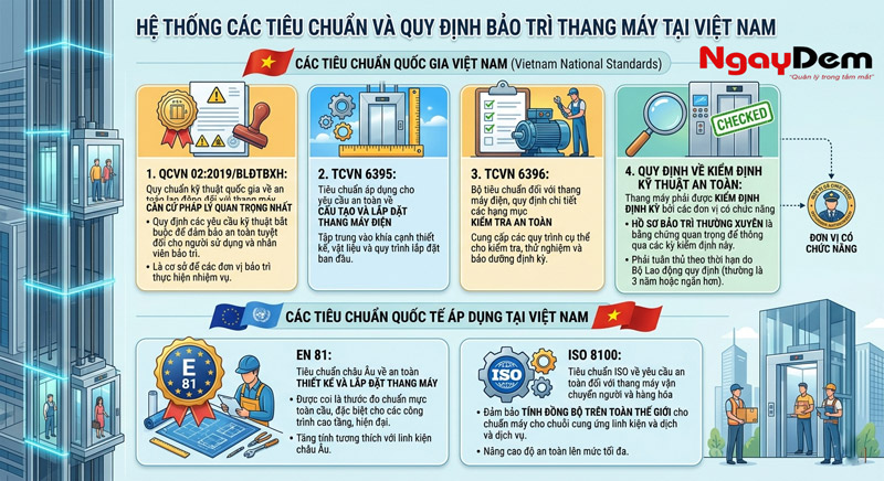 Tiêu chuẩn bảo trì thang máy theo quy định hiện hành