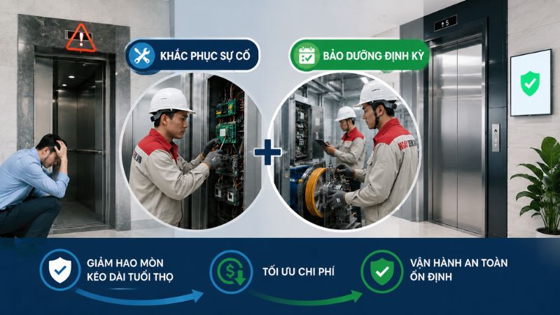 Bảo trì khắc phục có giúp kéo dài tuổi thọ thang máy không?