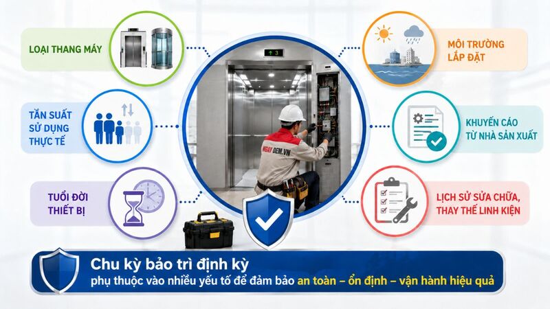 Những yếu tố quyết định chu kỳ bảo trì thang máy