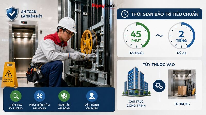 Thời gian để bảo trì xong 1 thang máy