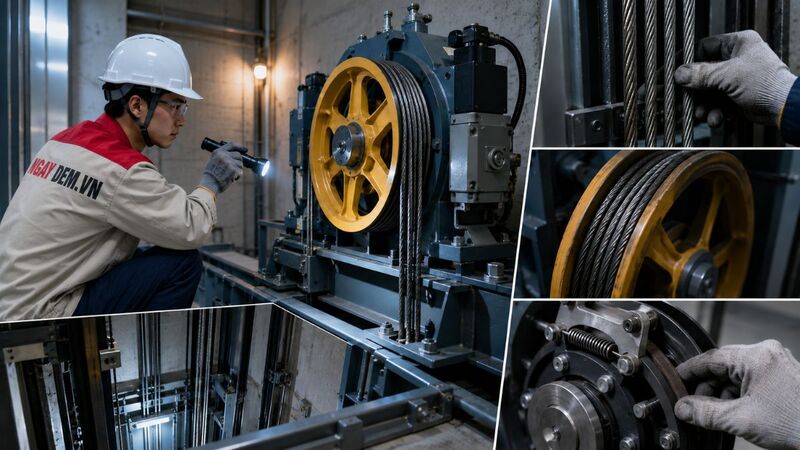 Bảo dưỡng động cơ, máy kéo và cáp tải