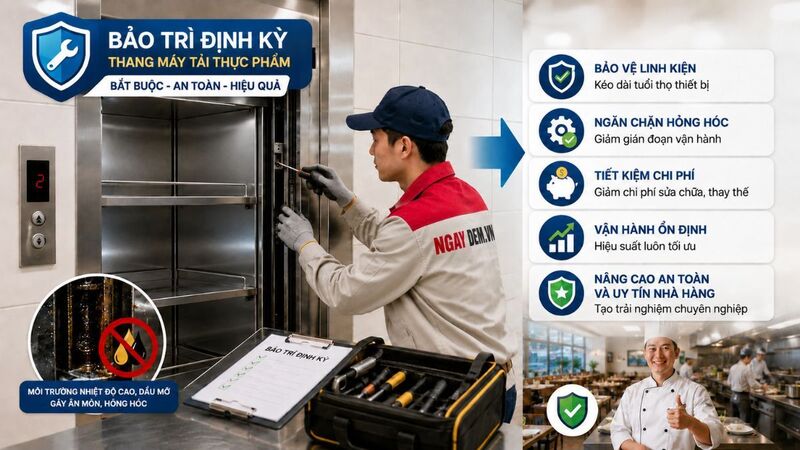 Nguyên nhân thang máy thực phẩm phải bảo trì định kỳ