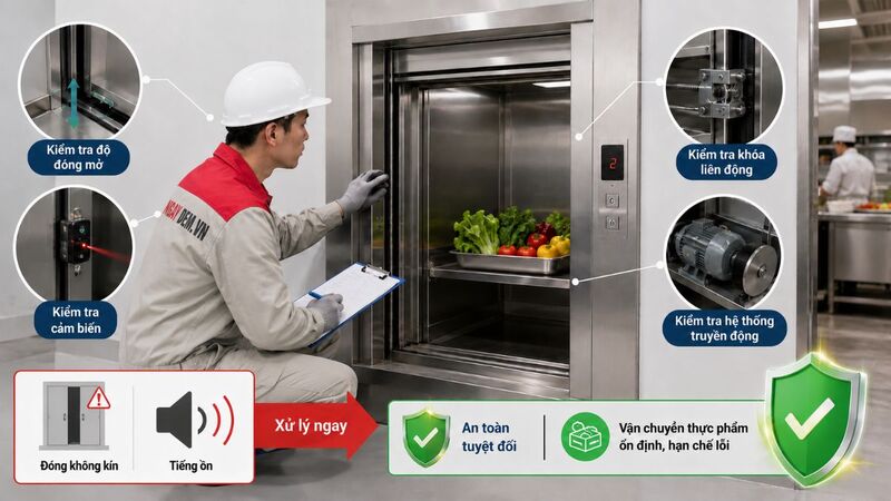 Kiểm tra cửa tầng và cửa cabin