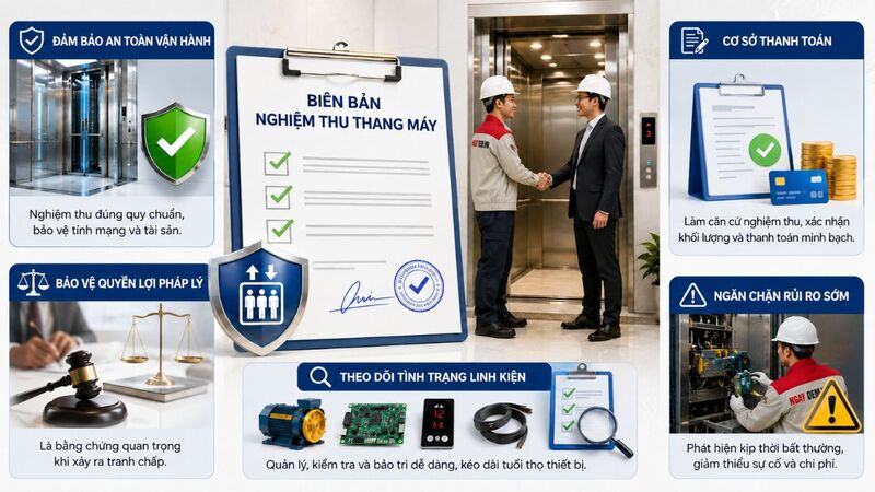 Vai trò của biên bản nghiệm thu trong quản lý và vận hành thang máy