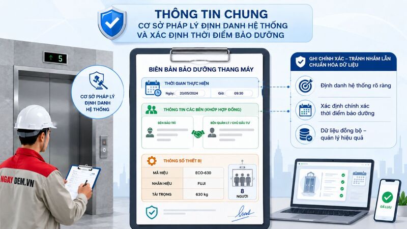 Cách ghi thông tin chung trong biên bản bảo trì thang máy