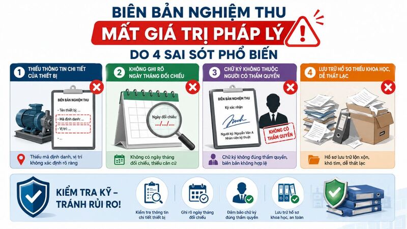 Những sai sót thường gặp khiến biên bản nghiệm thu mất giá trị pháp lý