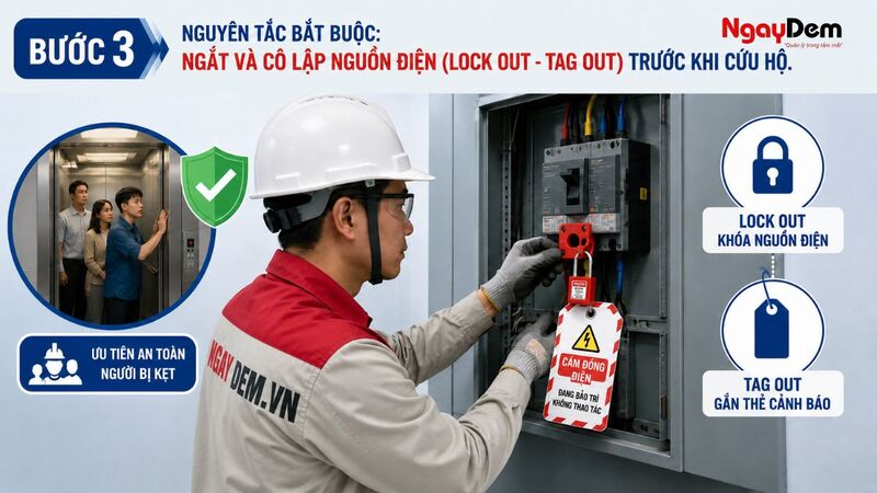 Bước 3: Ngắt nguồn điện và đảm bảo an toàn khu vực