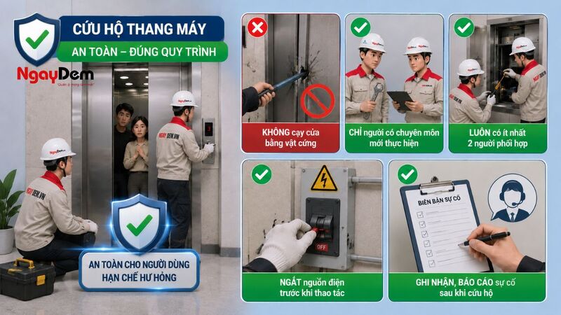 Những nguyên tắc an toàn bắt buộc khi cứu hộ thang máy