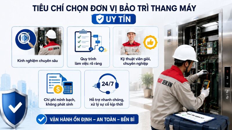 Tiêu chí lựa chọn đơn vị xây dựng và thực hiện kế hoạch bảo trì thang máy