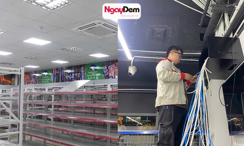 Cơ điện Ngày Đêm - đội ngũ kỹ thuật chuyên môn thi công lắp đặt camera an ninh nhanh chóng, uy tín lắp camera cho shop