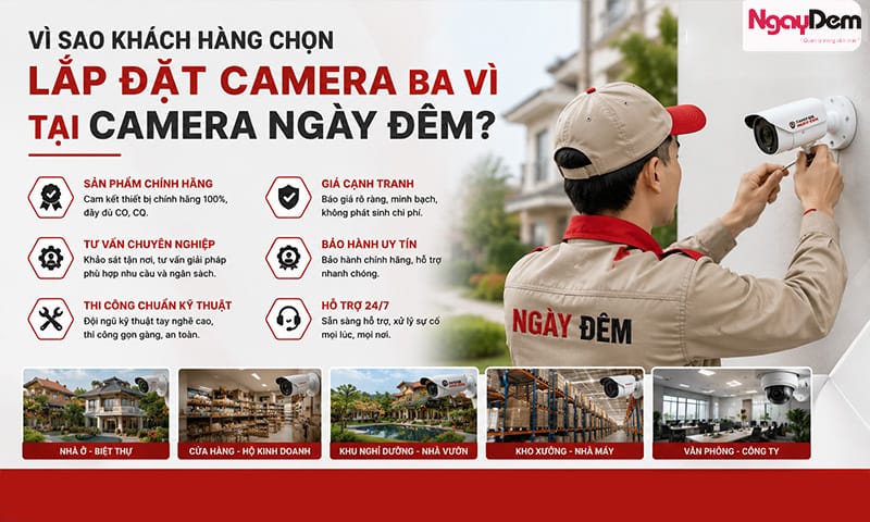 Chọn Camera Ngày Đêm - nhận ngay chính sách và dịch vụ lắp đặt camera trọn gói uy tín lắp đặt camera Ba Vì