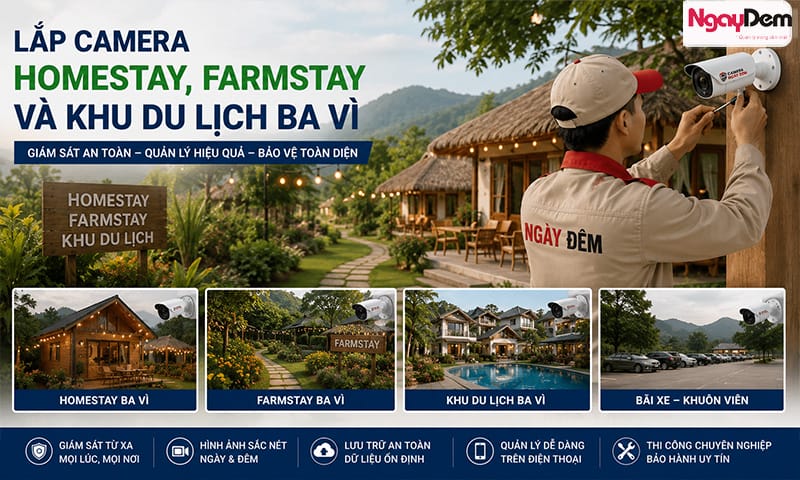 Triển khai lắp đặt camera Ba Vì cho homestay, villa,... quản lý giám sát hiệu quả lắp đặt camera Ba Vì