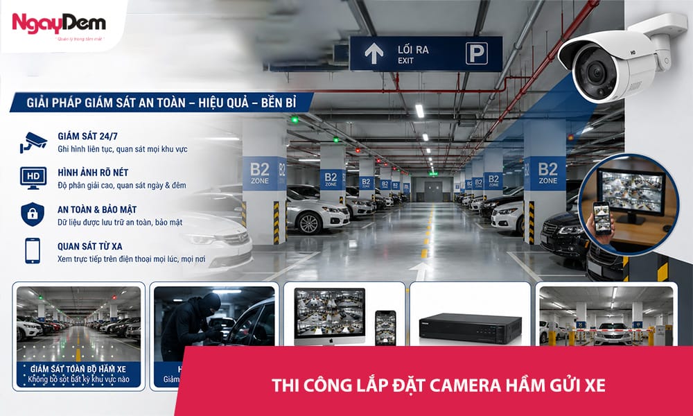 Lắp đặt camera cho bãi giữ xe, hầm đỗ xe| Thi công trọn gói