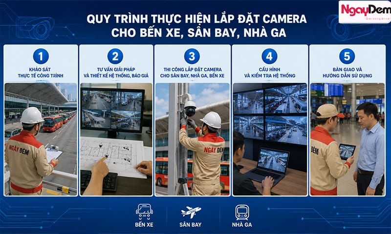Các bước thực hiện lắp đặt camera cho nhà ga, sân bay, bến xe chuẩn lắp đặt camera cho bến xe