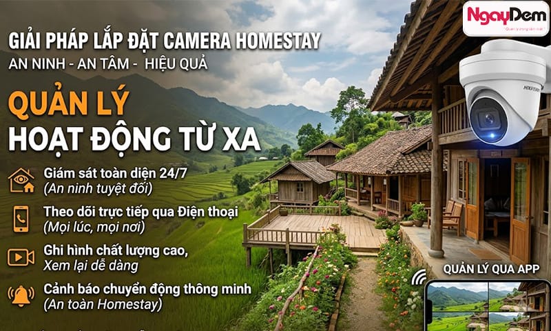 Lắp camera cho homestay, villa, resort có thể quản lý từ xa dễ dàng lắp đặt camera cho homestay