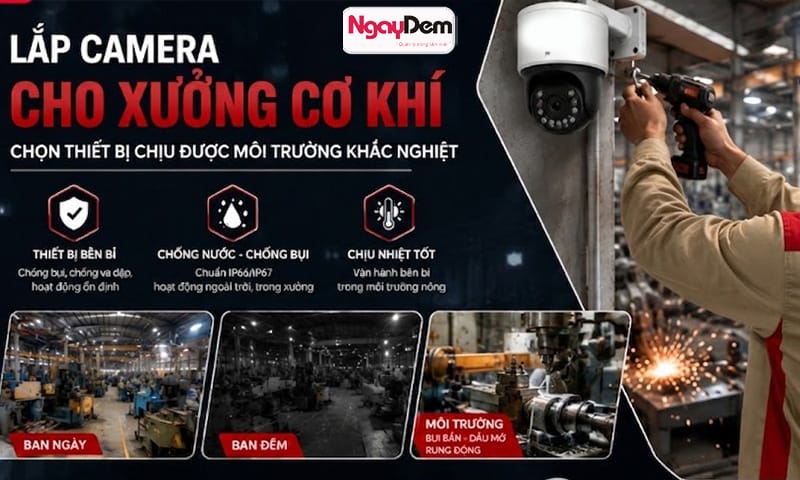 Chọn lựa camera camera Bullet,Full Color cho xưởng cơ khí chống các tác nhân khắc nghiệt Lắp đặt camera cho nhà xưởng