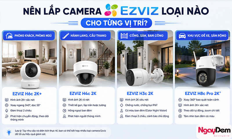 Vị trí cần thi công camera Ezviz lắp đặt camera Ezviz