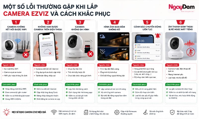 Lỗi và cách khắc phục hiệu quả khi lắp camera Ezviz lắp đặt camera Ezviz