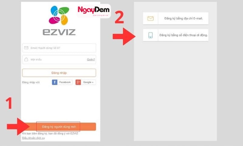 Sau khi tải app => mở áp điền thông tin và làm theo các bước lắp đặt camera Ezviz