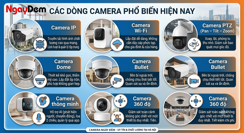 Các dòng camera phổ biến hiện nay