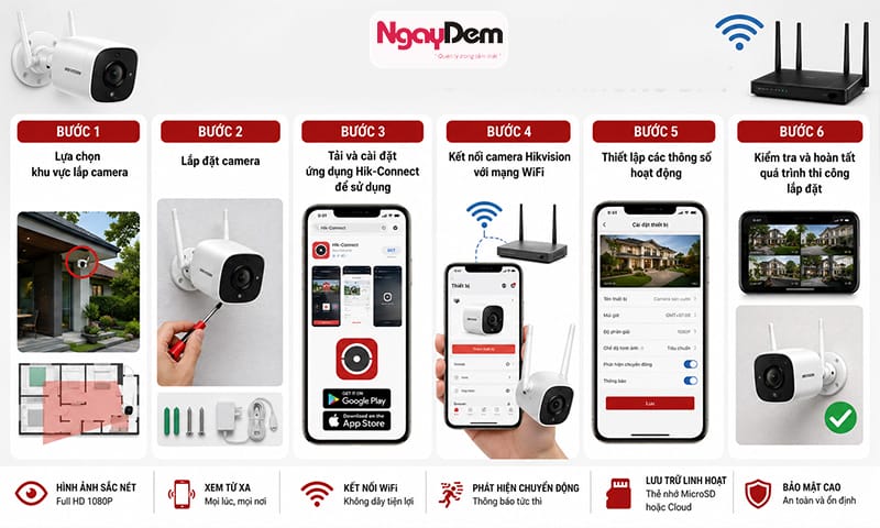 Cách lắp đặt camera Hikvision wifi không dây từ A-Z nhanh chóng tại nhà lắp đặt camera Hikvision