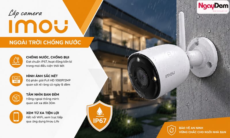 Khu vực ngoài trời sử dụng camera ngoài trời chống nước, chống bụi sử dụng lâu dài lắp đặt camera Imou
