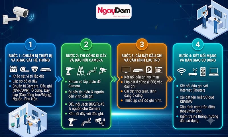 Hướng dẫn cách lắp đặt camera KBVision có dây đơn giản lắp đặt camera kbvision