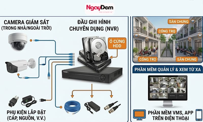 Hệ thống camera cho nhà trọ có diện tích lớn và nhiều tầng lắp đặt camera nhà trọ