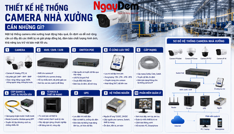 Thiết kế hệ thống camera nhà xưởng cần những gì?