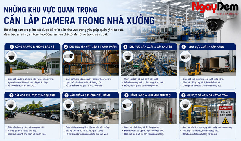 Những khu vực quan trọng cần lắp camera trong nhà xưởng