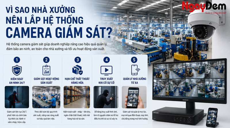 Vì sao nhà xưởng nên lắp hệ thống camera giám sát?