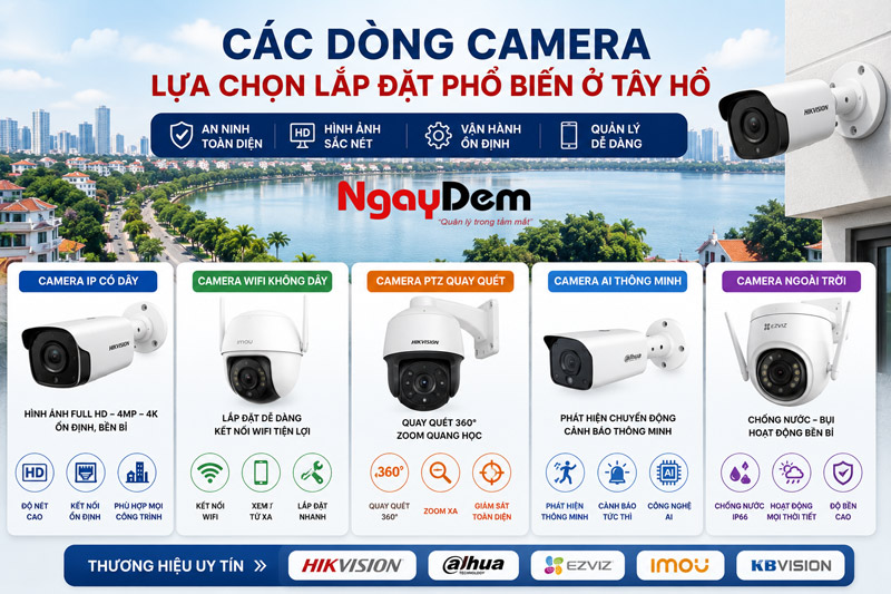 Các dòng camera lựa chọn lắp đặt phổ biến ở Tây Hồ