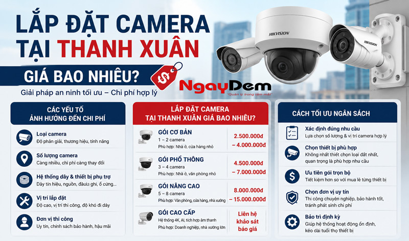 Lắp đặt camera tại Thanh Xuân giá bao nhiêu?