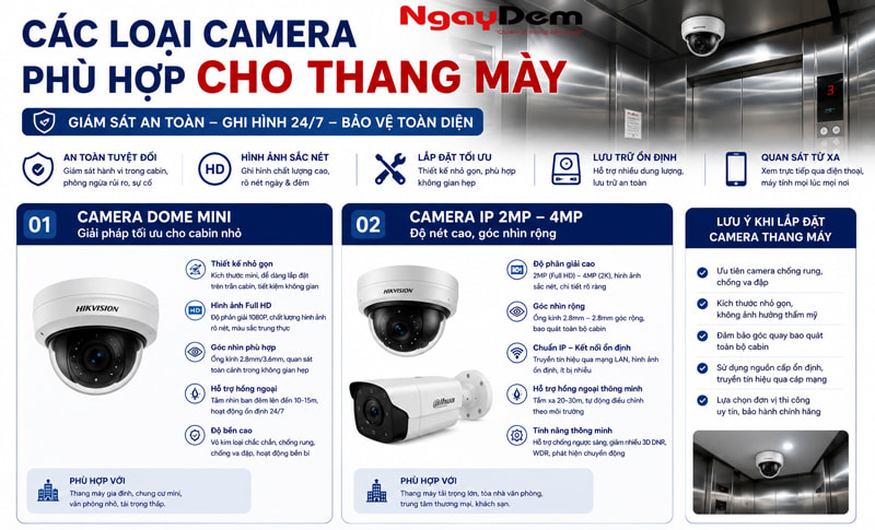 Các loại camera phù hợp cho thang máy Các loại camera phù hợp cho thang máy
