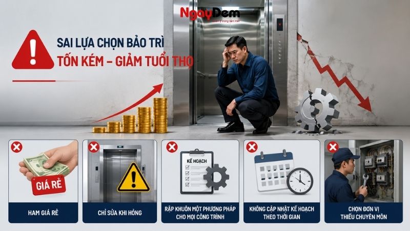 Sai lầm thường gặp khi lựa chọn loại bảo trì thang máy