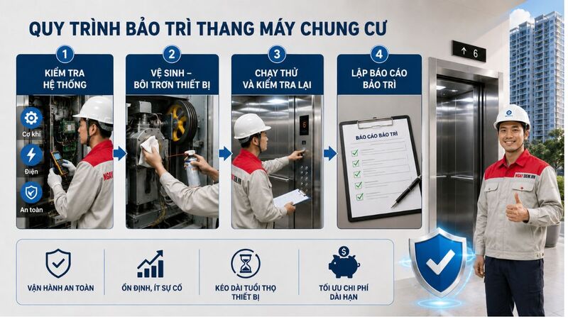 Chi phí bảo trì thang máy chung cư gồm những hạng mục nào?