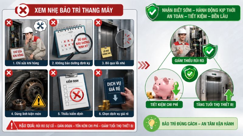Những dấu hiệu cho thấy bạn đang xem nhẹ tầm quan trọng của bảo trì thang máy