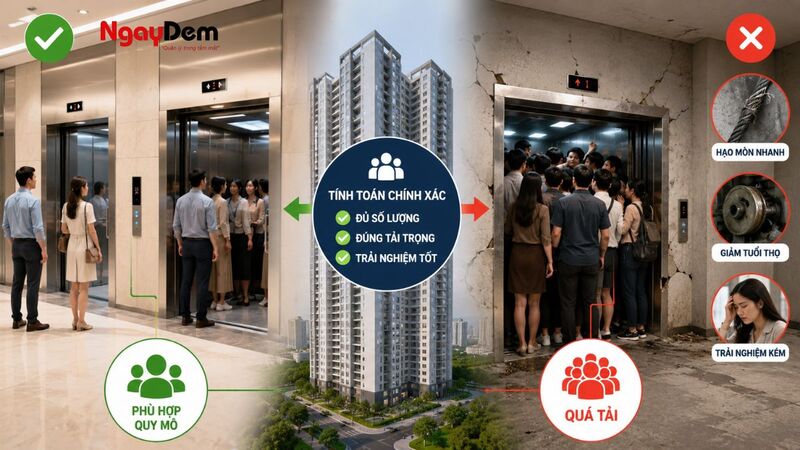 Tiêu chuẩn về tải trọng và số lượng thang