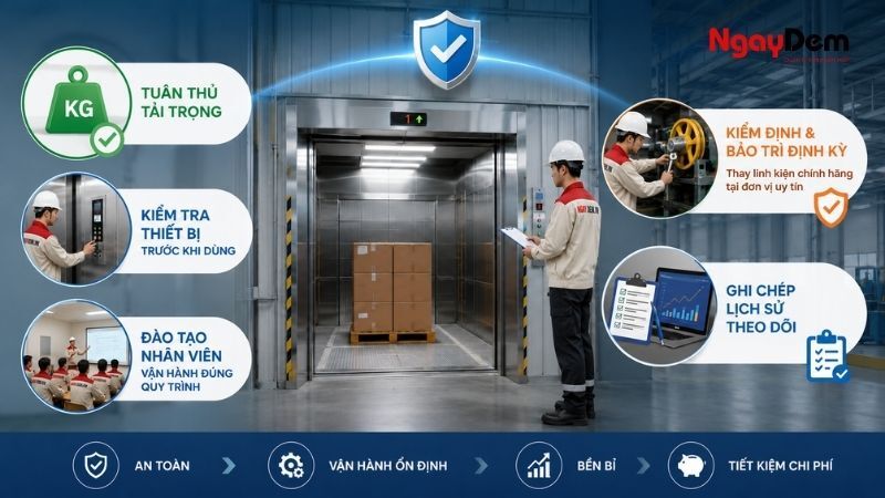 Những lưu ý để thang máy công nghiệp vận hành bền bỉ và an toàn
