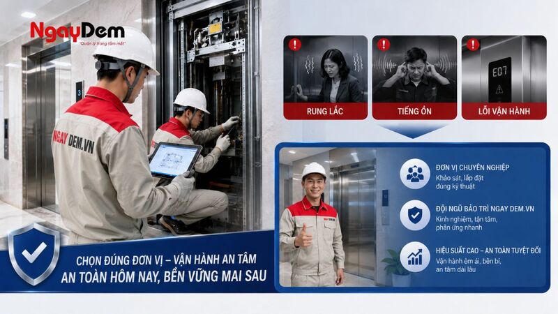 Phụ thuộc vào bên cung cấp và lắp đặt thang máy
