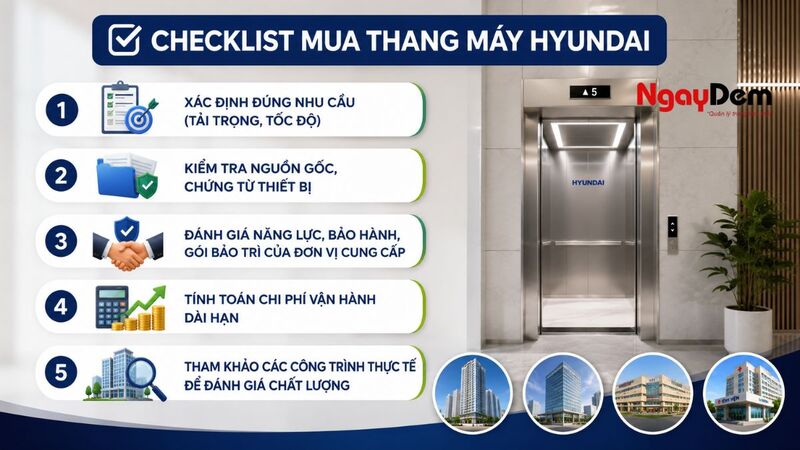 Checklist kiểm tra trước khi quyết định mua thang máy Hyundai