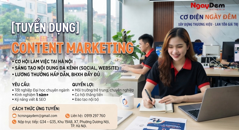 Tuyển dụng Content Marketing Cơ điện Ngày Đêm