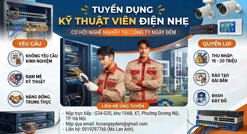 Tuyển dụng kỹ thuật điện nhẹ
