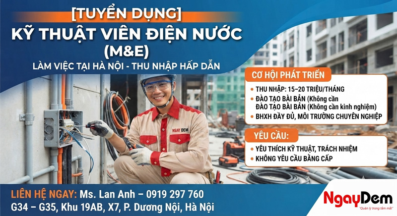 Thông báo Tuyển Kỹ Thuật Điện Nước