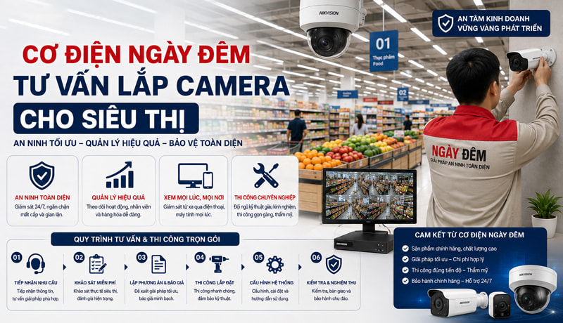 Cơ điện Ngày Đêm tư vấn lắp camera cho siêu thị