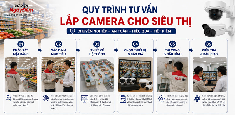 Quy trình tư vấn lắp camera cho siêu thị