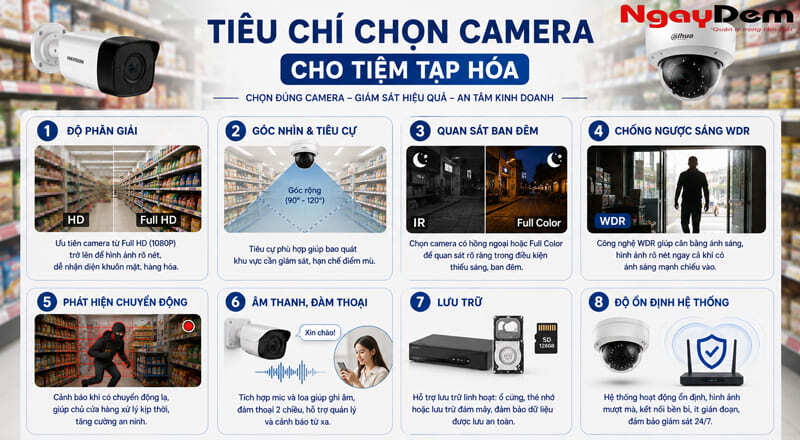 Tiêu chí chọn camera cho tiệm tạp hóa Tiêu chí chọn camera cho tiệm tạp hóa