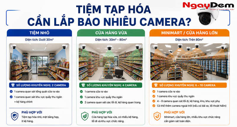 Tiệm tạp hóa cần lắp bao nhiêu camera? Tiệm tạp hóa cần lắp bao nhiêu camera?